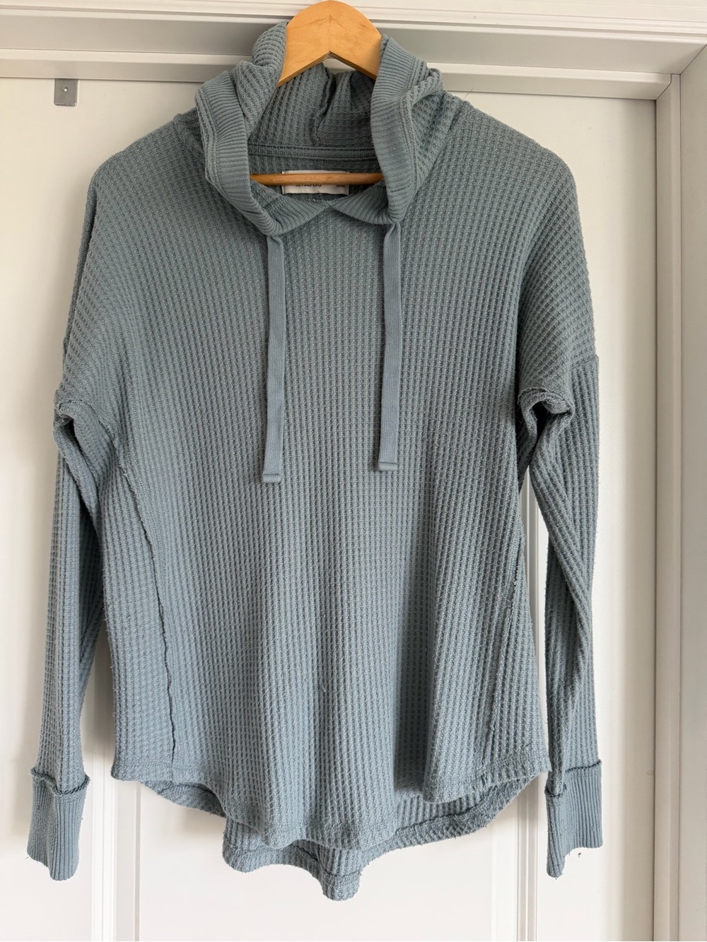 Abercrombie & Fitch Dusty Blue Waffle-Knit Hooded Top